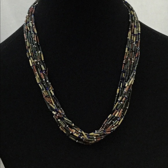 Boho Style Wooden Bead Multi Strand Necklace - Picture 2 of 4